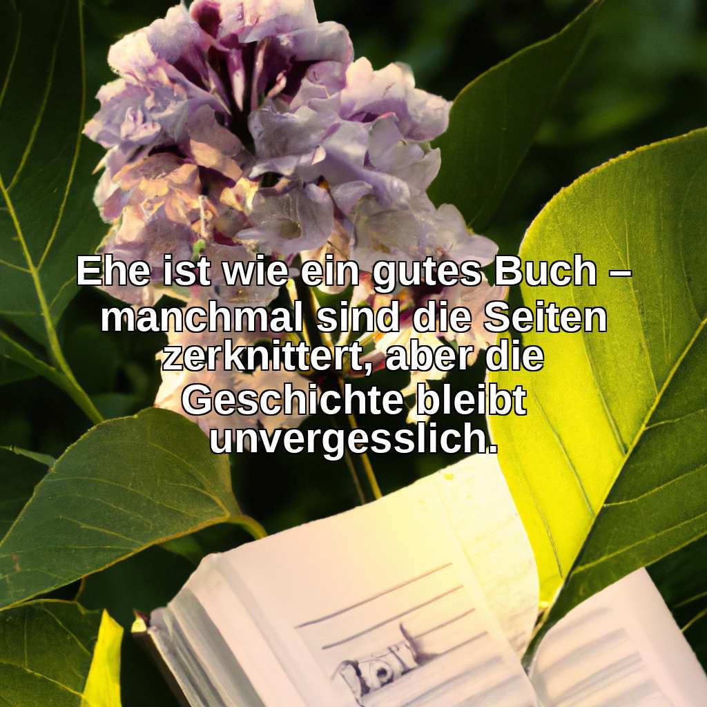 Ehe ist wie ein gutes Buch – manchmal sind die Seiten zerknittert, aber die Geschichte bleibt unvergesslich.